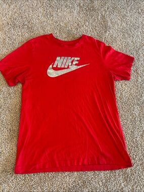 Nike Red Tee with Swoosh and Wordmark